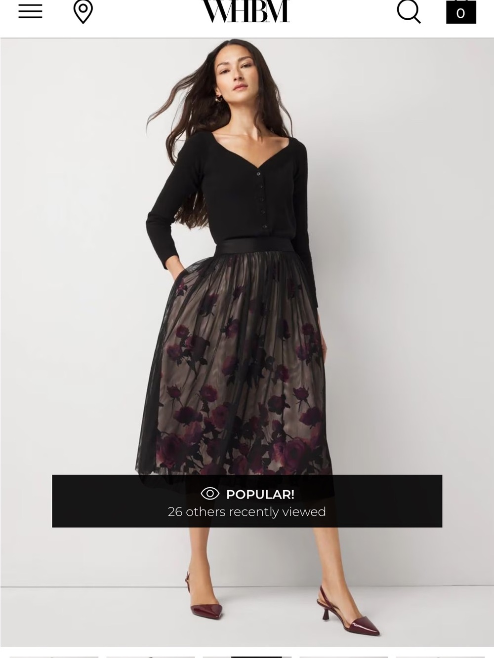 White House Black Market Black Tulle Midi Skirt